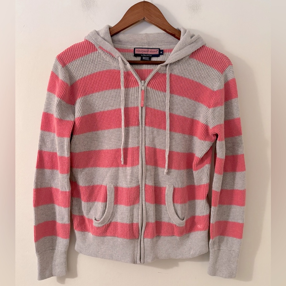 Vineyard Vines Striped Full Zip Up Hoodie Size M